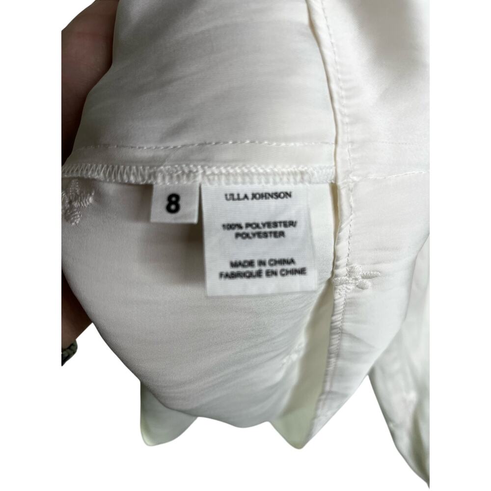 Ulla Johnson Creamy White Peasant Blouse Womens 8 Ruffle Trim Drawstring - Picture 8 of 10